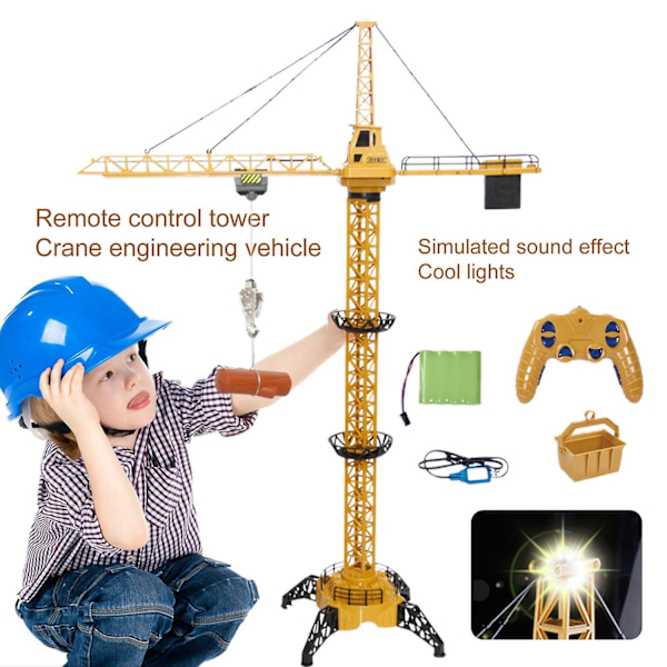 RC Tårnkraner Leke med Lys 6CH 680-Graders Rotasjon Simulering DIY Scene Modell Leke 2.4GHz Fjernkontroll Leke Barn Ingeniørkjøretøy Leke