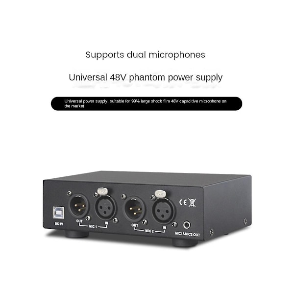 48V USB Dual Hybrid Utgångs Fantomströmförsörjning för Kondensatormikrofon Musikinspelningsutrustning - Perfet