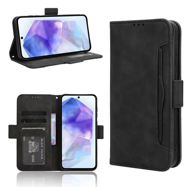 Skin Feel Läderfodral Kompatibelt med Samsung Galaxy A35 5G-Perfet Black