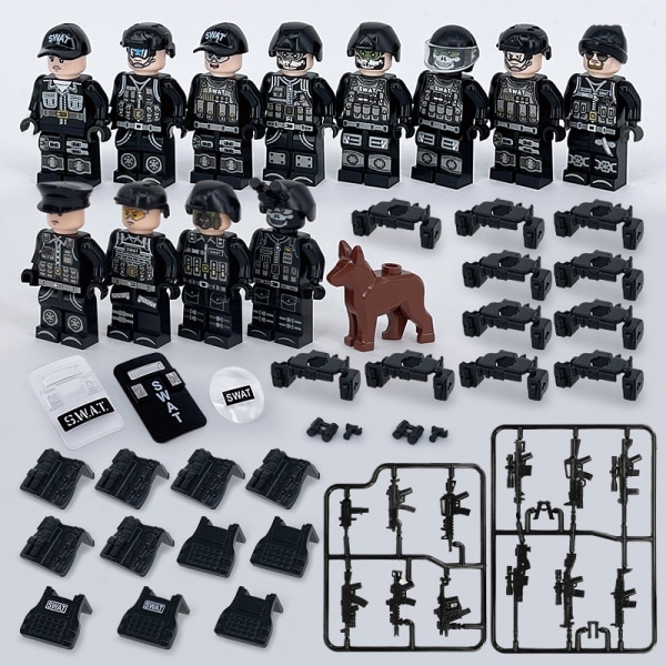 12 stk Swat Military Man Puzzle Block Barnegave - Perfet A