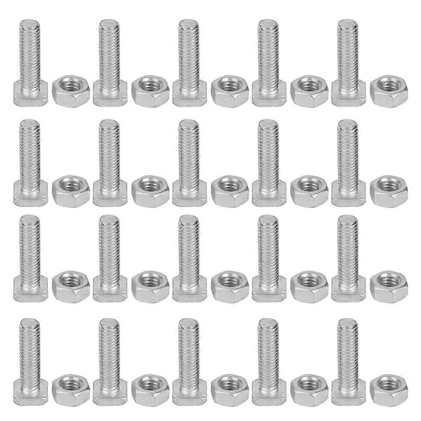 20 Set 22mm M6x20 Bultar och M6 Mutter Aluminium Muttrar & Bultar Set verktygstillbehör för Växthus-Perfet