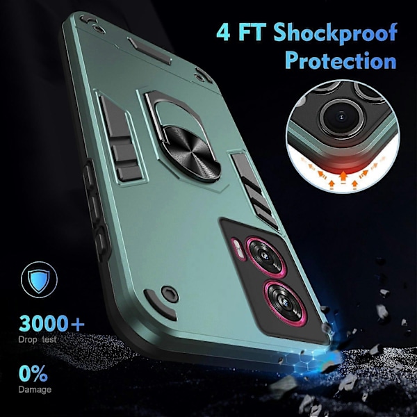 Kompatibel med Motorola Edge 50 Fusion 5G Skal PC+TPU Fallskydd Mobilskal med Ringstativ - Perfekt Style C