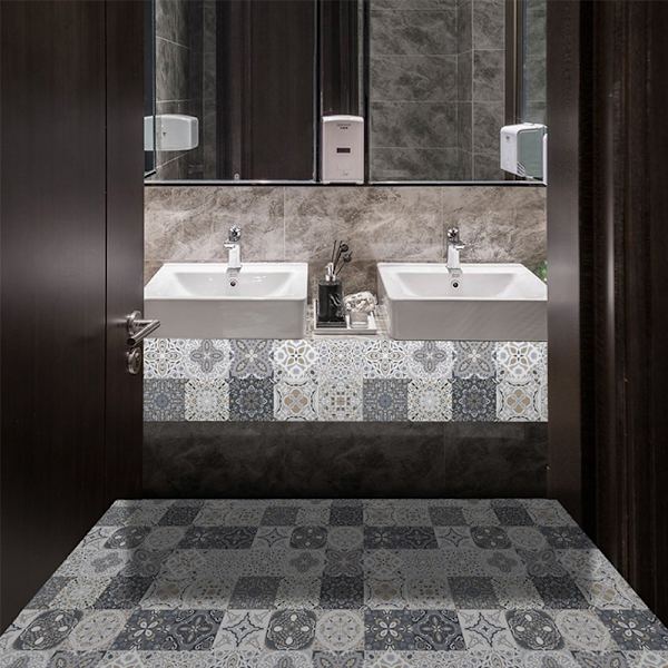 Grå Mosaik Kakel Stickers Golv Kök Badrum Väggdekoration- Perfet 10*10cm