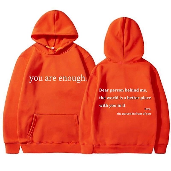 Du Är Nog Hoodie med Tryck - Höst Casual Tröja för Män och Kvinnor - Perfekt Khaki L