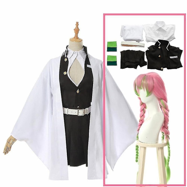 Voksen og barn Demon Slayer Kimetsu No Yaiba Anime Kimono Kanroji Mitsuri Cosplay Kostyme -z-Perfet A4 Costume wig M