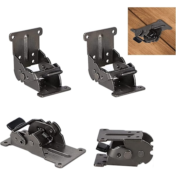 0-90-180 Graders Selvlukkende Folding Hengsel Folding Bord Forlengelsesplate Folding Brakett Jern Folding Verkstedbeslag med Mørk Bronse 4-pakning