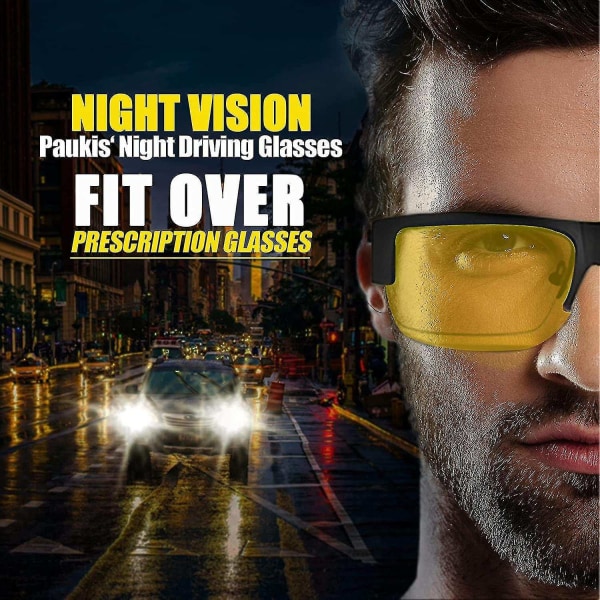 Night Driving Briller passer over briller, HD Polarized Oversized Wrapped Night Vision Briller til mænd og kvinder - Perfet