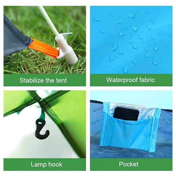 Automatisk Backpacking Oxford Duk Vattentätt Campingtält Orange&G- Perfet Orange&Green 2 person-2 person