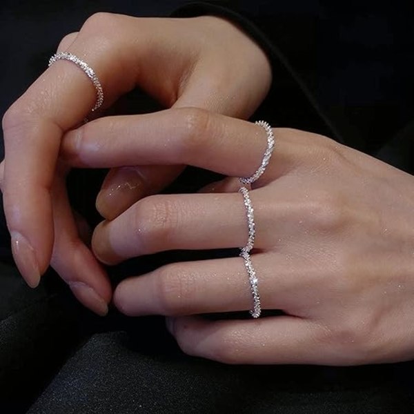 2 set (koko 11+12) Sparkling Sormukset - 925 Sterling Hopea - Sim - Perfet