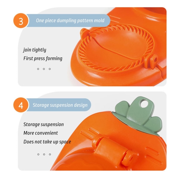 2 i 1 Dumpling Maker Kit med Dumpling Form & Dumpling Wrapper Press - Perfet orange