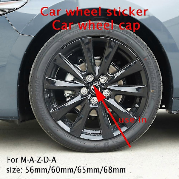 Hjulkapsler til Mazda - 56/60/65/68mm Centerkapsel Badge Cover og Badge Sticker - Holdbar Bildekoration - Perfekt red 56mm