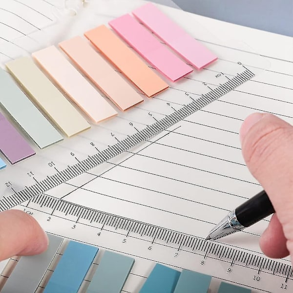 1200 st Sticky Index-flikar, borttagbara filflikar Färgade utskrivbara rektangelbokmärken med linjal - Perfet