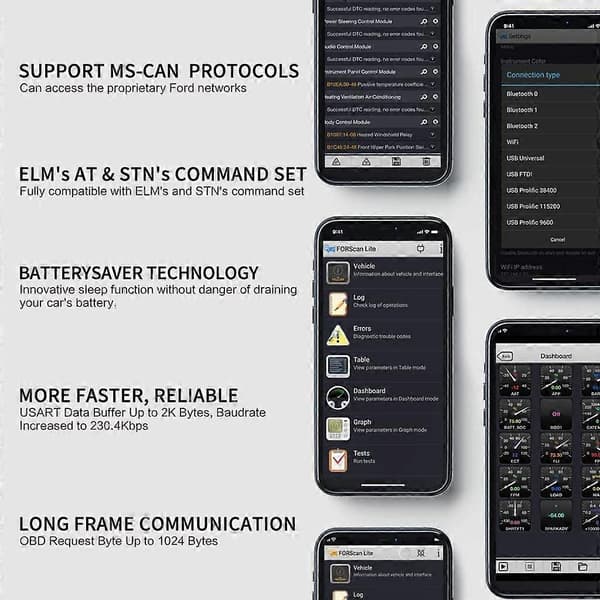 Vgate VLinker FD OBD2 Bluetooth-kompatibel med Bilkode Læser OBD2 Diagnostisk Scanner FORScan-Perfekt