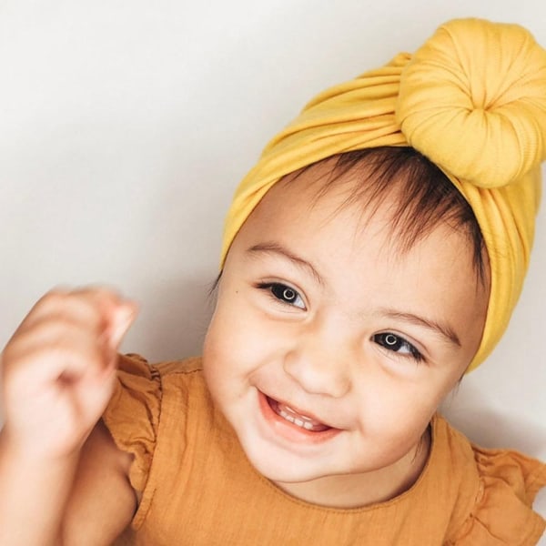 Søt turban med smultring flere farger stretchmateriale 0-2 år baby - Perfet orange one size