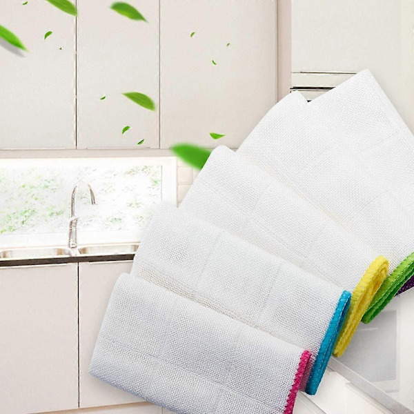 10-pack Bambu Disktrasor Köksdukar för Rengöring Disktrasor Tvättbara Absorberande Maskintvättbara, Slumpmässiga Färger-Perfekt