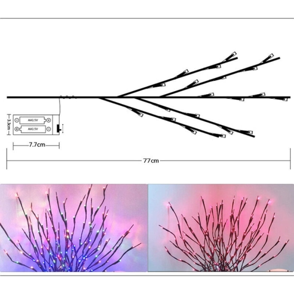 20 LED Branch Tree Light Batteridrevet Dekor WillowTwig Lights - Perfet blue