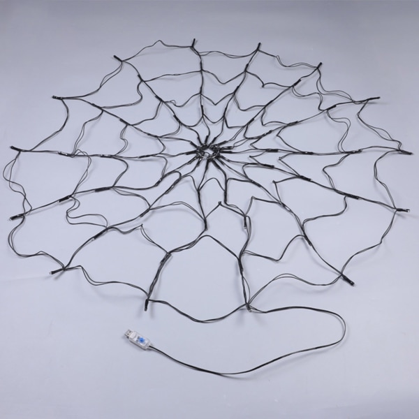 Halloween LED-edderkoppnett-strenglys med fjernkontroll 8 Modi Net Mesh Atmosfærelampe Utendørs Innendørs Festdekorasjon - Perfet null - USB models