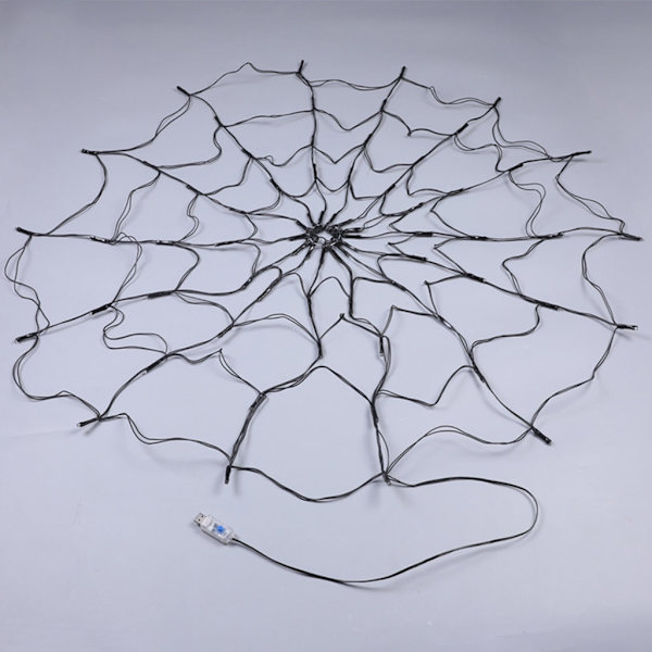 Halloweenin LED-hämähäkkiverkkomerkkivalo kaukosäätimellä, 8 eri tilaa mesh ulkotilojen juhlasisustus - täydellinen null - USB models