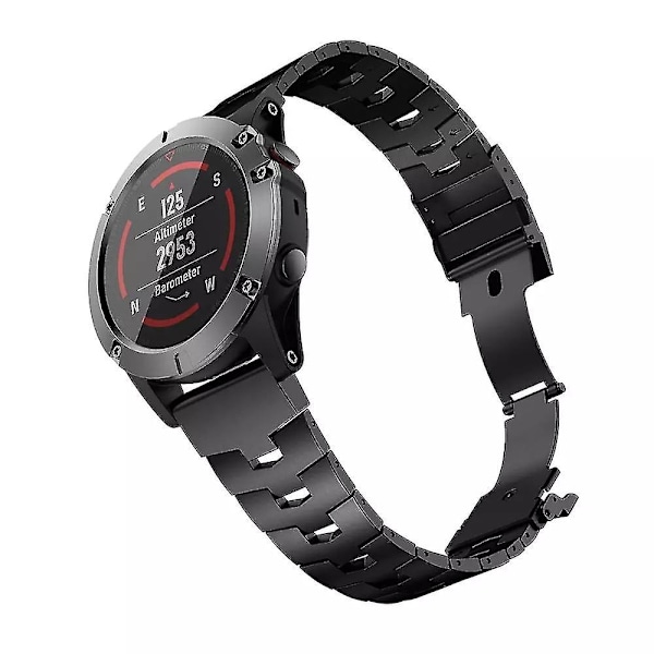 Hurtigmontert Titan + Rustfritt Stål Rem for Garmin Fenix 7x 7/6 6x Pro 5x Plus Rem Marq/enduro Belte Armbånd - Svart - Perfet Silver For Fenix 6 Pro