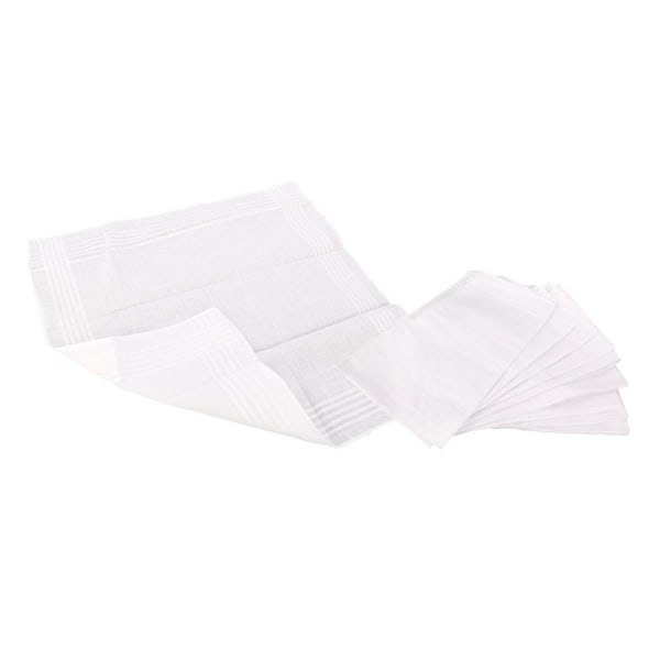 12 stk Lommetørklæder til mænd Lommetørklæder til kvinder Hvide lommetørklæder Bomuldslommetørklæder- Perfet