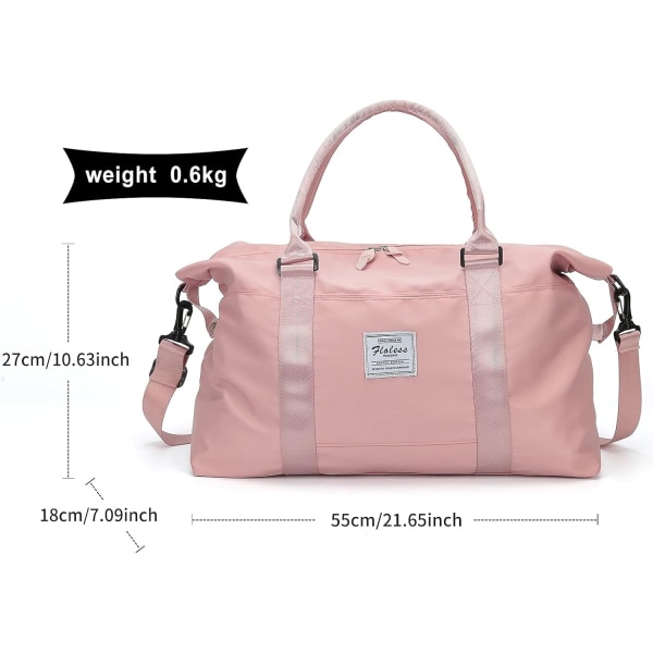 Travel Duffel Bag, Sports Tote Gym Bag, Shoulder Weekender Overnight Bag för kvinnor Rosa - Perfet