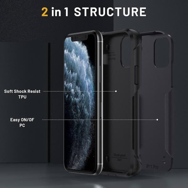 Støtsikkert telefondeksel kompatibelt med iPhone 11 Pro Max-Perfet Gray