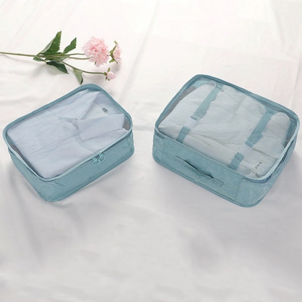 8 stk/ sæt Bagage Organizer Opbevaringsposer Kuffert emballage - Perfet Sky blue