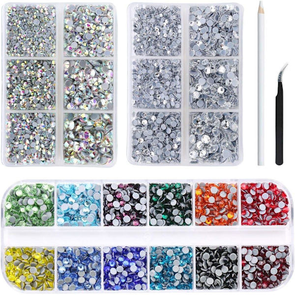 6000 st Rhinestones Flat Back Gemstone Crystal Set - Perfet