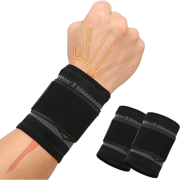 Håndleddsstøtte, 2-pack håndleddsstøtte, justerbar håndleddsstropp - Perfet