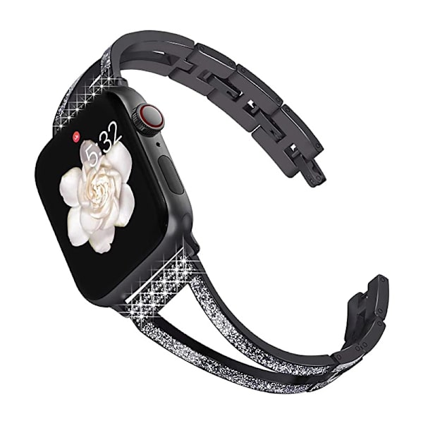 Metallrem för Apple Watch Ultra 49 mm 8 7 6 5 4 SE 3 2 45 mm 41 mm 44 mm 42 mm 40 mm för fiskbensarmband i rostfritt stål Svart- Perfet Black For 38mm 40mm 41mm