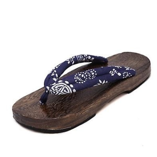 Japanese Anime Cosplay Costume Men's Summer Sandals Wooden Flats Slippers Clogs Flip Flops Blue Petals - Perfet 40-41