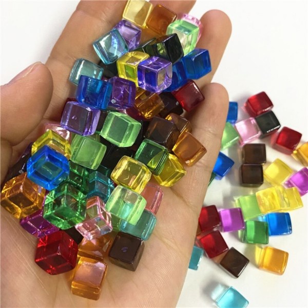 50 stk/ sæt 8 mm klar terning farverigt krystal firkantet hjørne Transpa - Perfet Green 50pcs