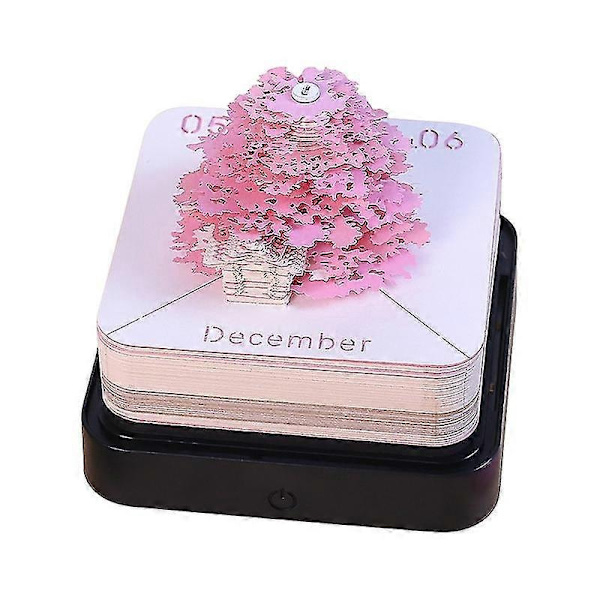 Skrivbords kalender med LED-lampor, 2024 kalender memoblock, kreativ skrivbords kalender DIY anteckningsblock, 3D konst kalender pappersutskärning - YuJia - Perfet 6