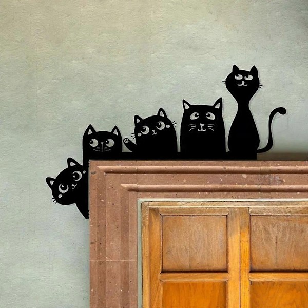 Nyeste Metal Søde Kattedør Toppers: Perfekt til Halloween Dør Dekoration Rammehjørner Peeping cat
