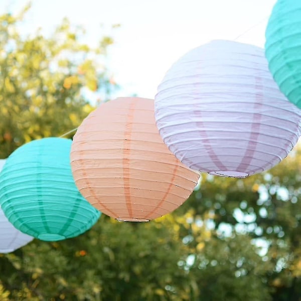 12 kpl Paper Lanterns - Moniväriset pyöreät paperilyhdyt juhliin ja vuosipäiville, 4 kokoa - Perfet Peach Pink