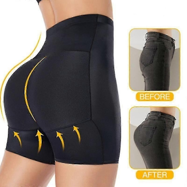 Mimigo Butt Lifter Truser Seamless Polstrede Undertøy Kvinner Butt Pads Høy Midje Magekontroll Shapewear-Perfet BLACK S
