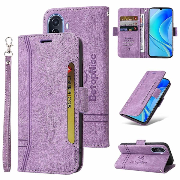 til Huawei nova Y70 / Y70 Plus / Enjoy 50 BETOPNICE Dobbelt-side Spænde Læder Telefon Cover - Perfekt Purple