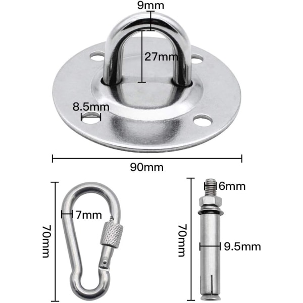 Styck Heavy Duty Rostfritt stål Takkrok Sandsäckshållare Hängmatta Hängningssats med skruvar För Gym Aerial Yoga Hammock Swing Sandbag- Perfet