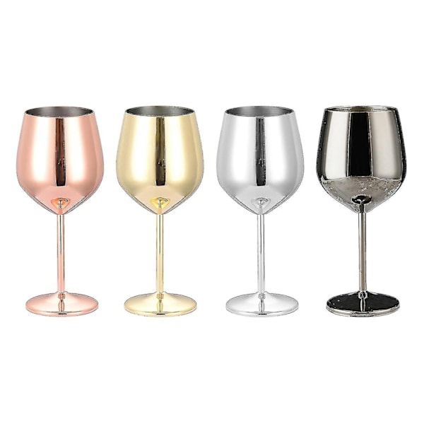 500ml Stora Vinglas i Rostfritt Stål, Okrossbara Metalldricksglas, Bägare -hao-Perfet silver