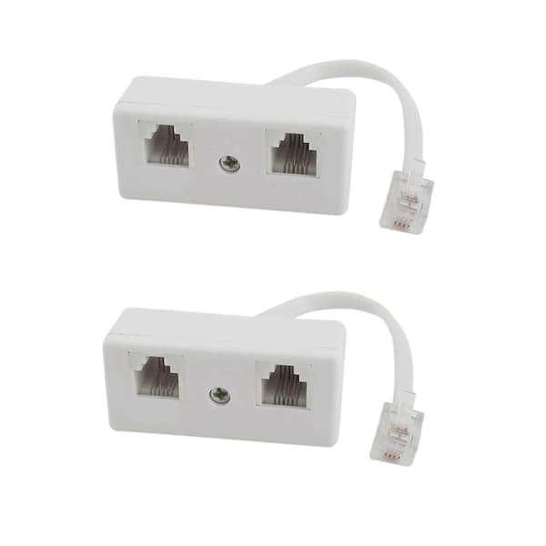 2X 6P4C RJ11 Han til Dobbelt Hun Telefonlinje Splitter Konnektor Adapter - Perfekt
