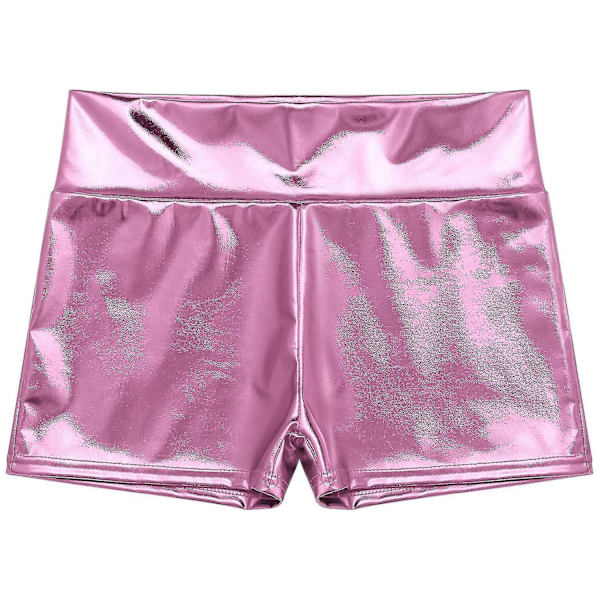 Kvinnors Pole Dance Shorts Hög Midja Metallic Glansig Patentläder Varma Shorts Träning Rave Party Pole Dancing Bottoms Clubwear-Perfet A Red XL