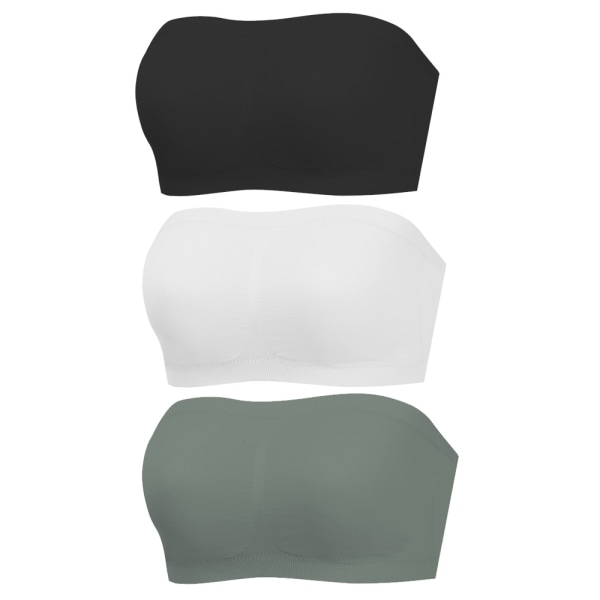 Kvinders sømløse beskæringsrør top bh stropløs polstret bralette - Perfet Black+white+green