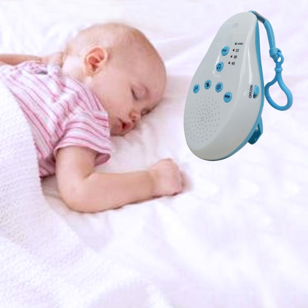 Baby hvit støymaskin som tar opp mamma som sover