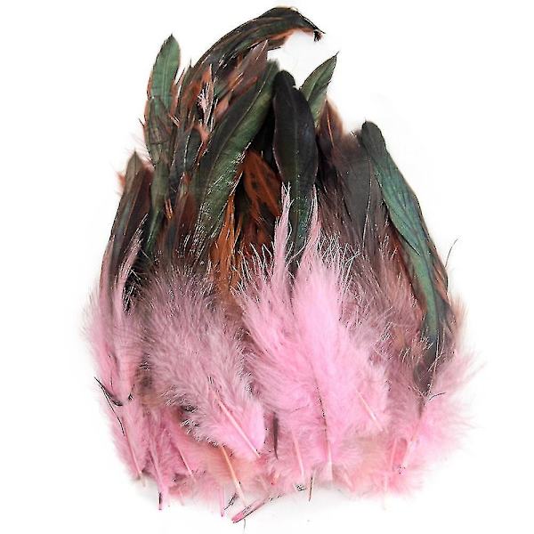 200 stk Naturlige Hanehale Fjer 13-18cm Hanefjer Sorte Fjer til Karneval Halloween Julehåndværk Dekoration-Perfet pink