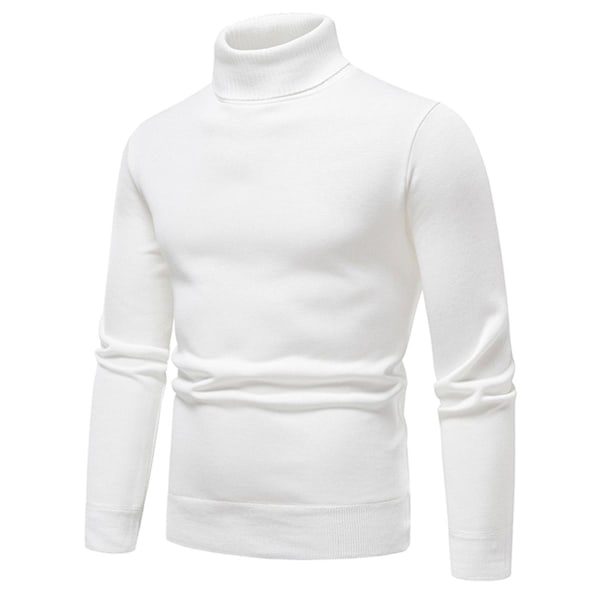 Yynuda Mænds Turtleneck Letvægts Slim Fit Trøje Casual Strikket Trøje - Perfet White XL