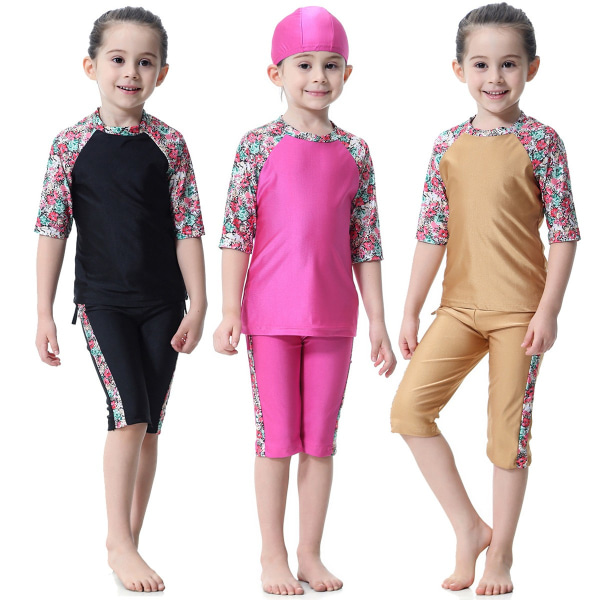 Perfekta badkläder för barn, flickor Burkini baddräkt Set - Perfet Camel