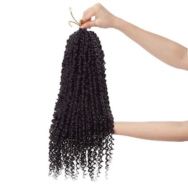 Passion Twist Hår Vannbølge Syntetisk Heklet Flette Hårextension for Kvinner-Perfet black 24inch