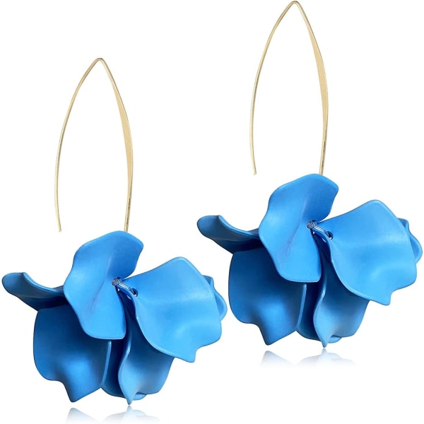 Håndlagde Bohemian matt akryl store blomster dangle dråpe øredobber Unik overdrevet europeisk - Perfet Blue