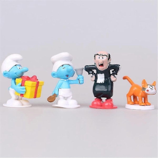 12 stk./sett Smurfefigurer leker Samling Modell Ornament Kaketopper Barnegaver-Perfekt