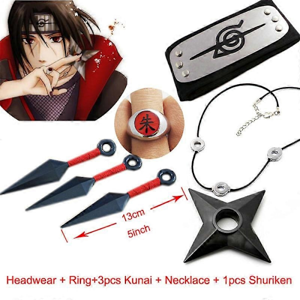 Harajuku Cosplay Uchiha Itachi Cosplay Kostume Pandebånd Halskæde Ring Kunai Deida Rafei Halloween Kostume Drenge og Piger Smerte Kappe - Perfekt Camel XL